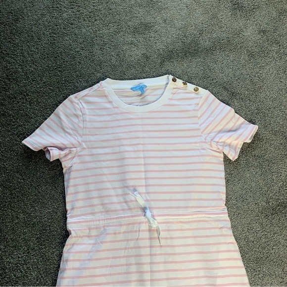 Draper James tie waist t shirt light pink mariner stripe dress - Picture 4 of 13
